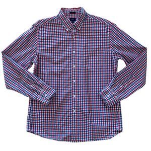 J. Crew Button Down Casual Shirt Red White Blue Size L Slim
